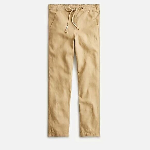 J. Crew Pants - J Crew Denim M Tie Waist Seaside Pants Linen Blend Desert Sand Tan Beach Coastal